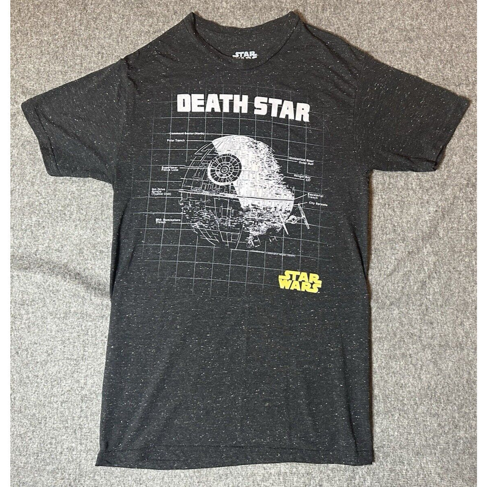 Star Wars T-Shirt Mens Small Black Speckled Death‎ Star Vintage Retro Space Geek